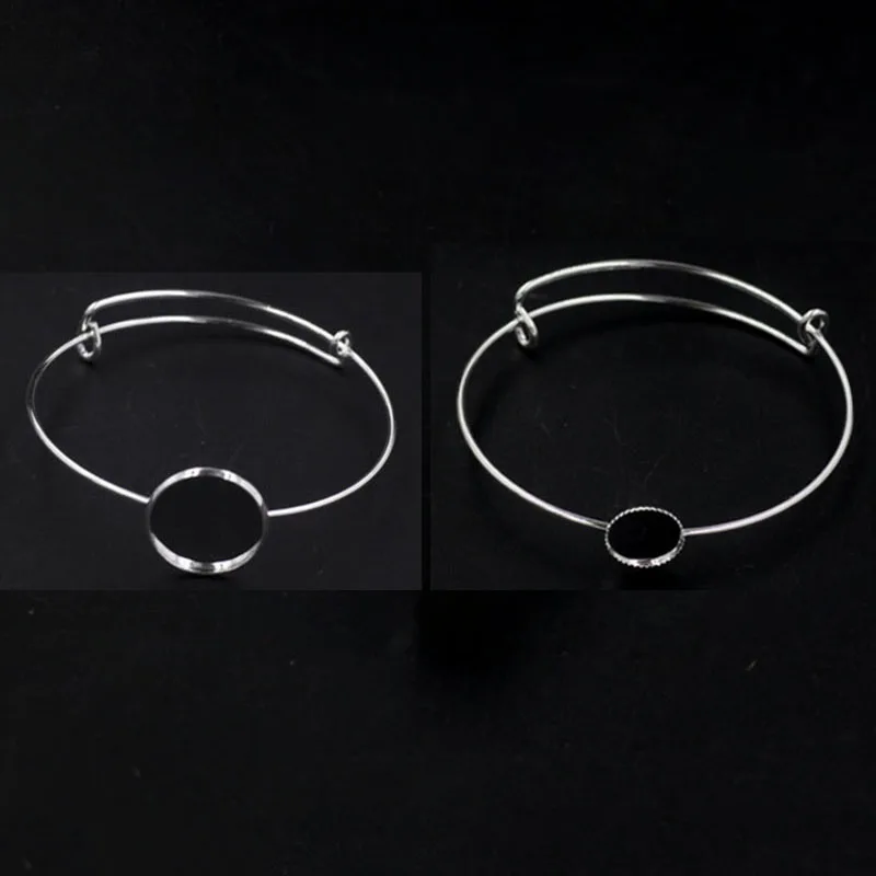 

5pcs/lot 12mm Silver Plated Cabochon Base Bracelet Setting Adjsutable Bangle Cabochon Blank Bezel DIY Bracelet