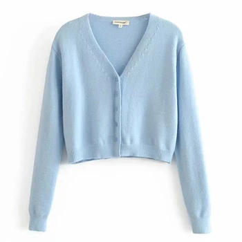 

Sweater 2020 new ladies cardigan sweater retro fashion elegant solid color V-neck sweater street student wild sweaters women