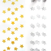 Рождество Свадебная вечеринка украшения подвесной флаг 5C м 7C м цвета: золотистый, серебристый 2 м " пятиконечная звезда" мерцающая пудра искусство латте