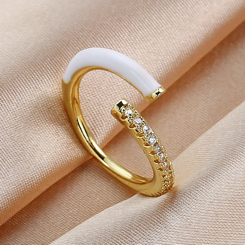 Finger Ring Adjustable Rings Opening Ring Summer Colorful Neon Enamel Open Adjusted Finger Ring For Women Fluorescent Fashion Copper Zircon Jewelry