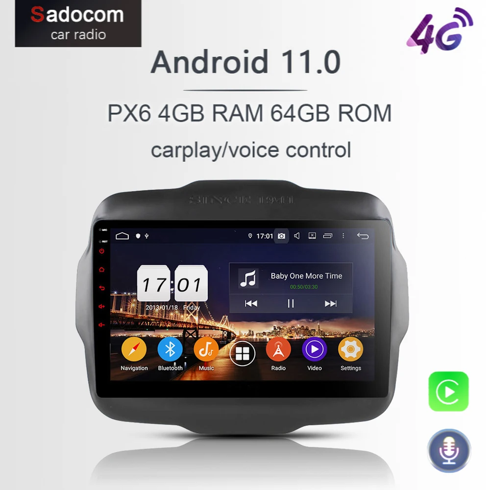 TDA7851 PX6 Android 11 0 для Jeep Renegade 2016 2017 4 Гб + 32 ГБ 8 ядер автомобильный dvd-плеер GPS ГЛОНАСС