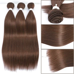 Elegant Bone Straight Hair Bundles - Luxurious Synthetic Yaki Straight Extensions - 80cm32inches (Coffee brown)