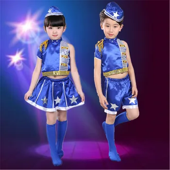 

Elf Army Military Uniform For Kid Boy Girl Ballroom Dress Group Kindergarten School Performance Carnival Show Dance Dress Unisex