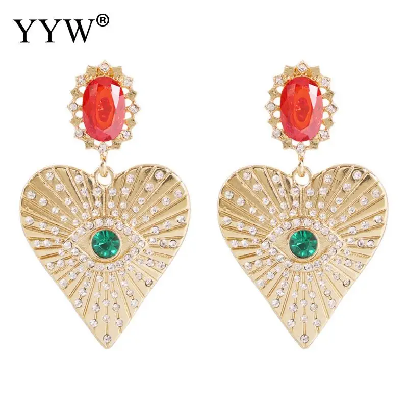 Серьги в форме сердца из цинкового сплава с пластиковой сережкой для женщин