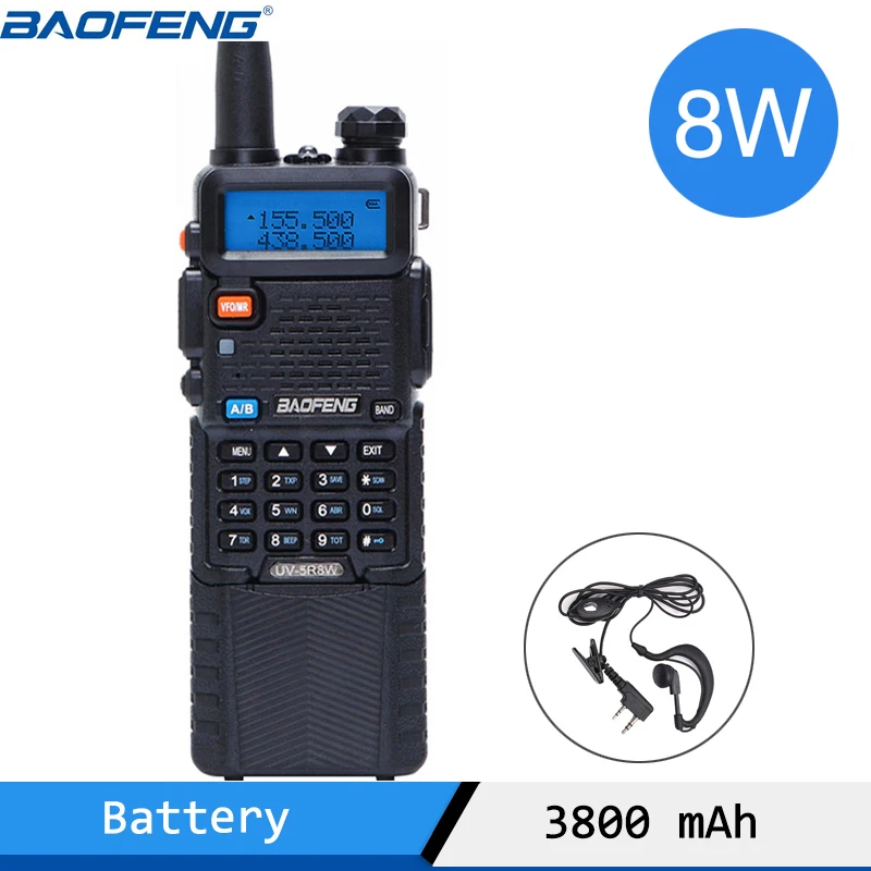 BaoFeng UV 5R 8Watts Portable Walkie Talkie VHF/UHF 136 174Mhz&400