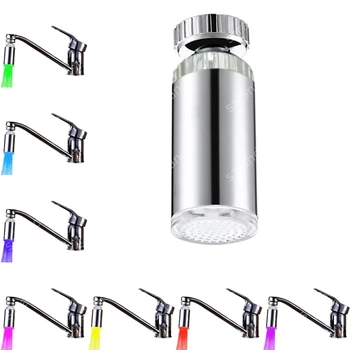 

7 Colors LED Faucet Changing Water Shower Head Kitchen Bathroom Multicolor Glow LED Light Automatic Water Stream Aerator for Tap