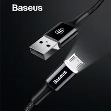 Двусторонний Micro USB кабель Baseus для samsung S7 светодиодный зарядный кабель Micro usb для мобильного телефона Xiaomi Redmi 4X Note 4