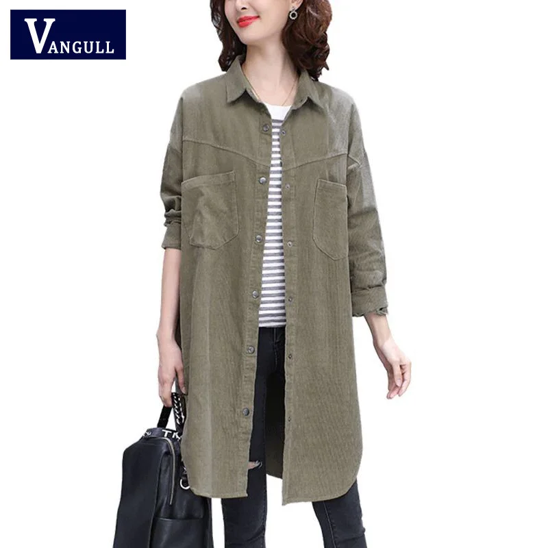 Vangull 4XL осеннее пальто вельветовые куртки женская верхняя одежда