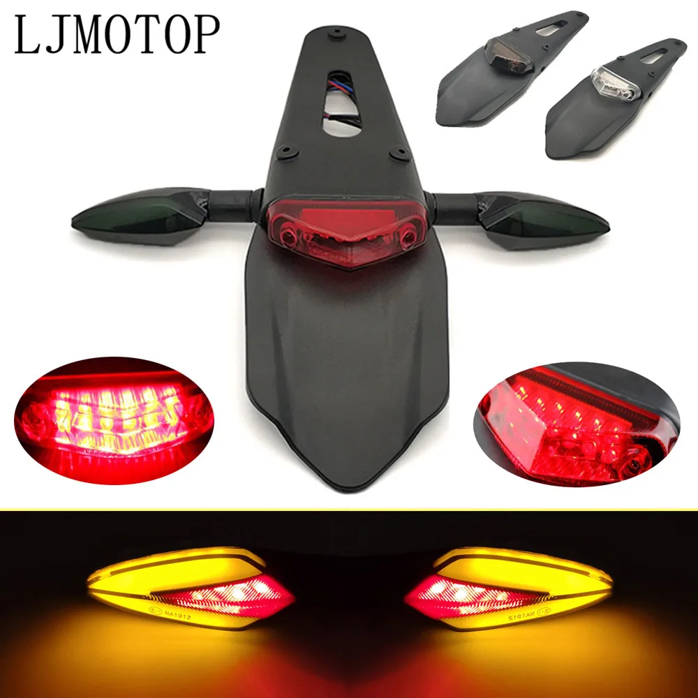 Motorcycle Dirt Bike Rear Fender & Brake Stop Tail Light 12V LED Taillight lamp For Kawasaki KX250 KX250F KX450F KX100 KLX125 |