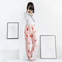 Осенне-зимние пижамы, домашние женские штаны с фруктовым принтом, плотные фланелевые теплые пижамные штаны с цветочным принтом, женская пижама, брюки