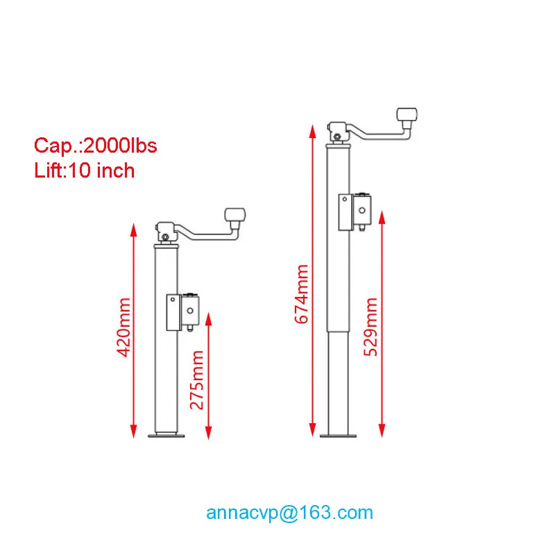 2000Lbs Trailer tongue Swivel Jack Top Wind Pipe Mount 10 Lift  camper caravana jockey wheel (7)