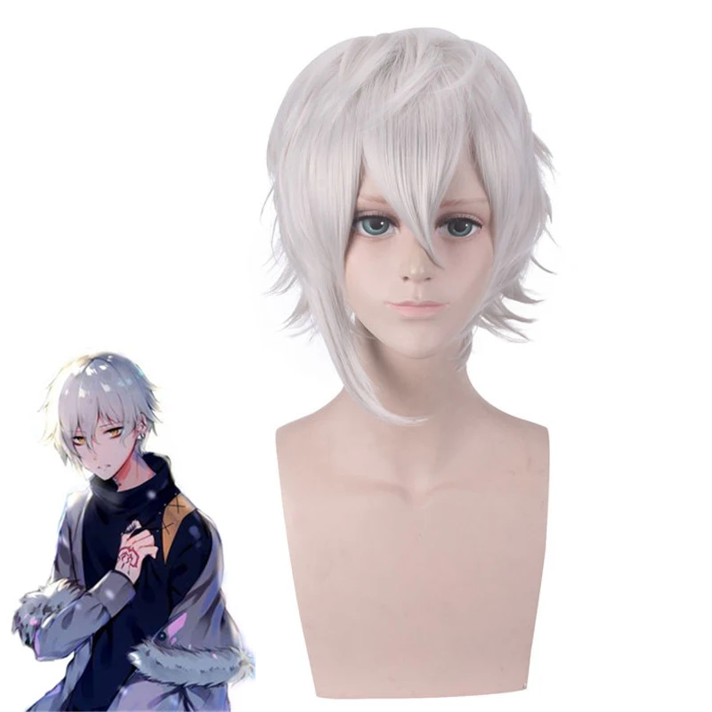

Fate Grand Order Kadoc Zemlupus Silver White Short Wig Cosplay Costume FGO Heat Resistent Synthetic Hair Men Women Cosplay Wigs