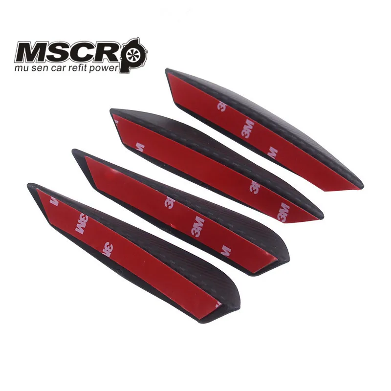 Universal Fit Front Bumper Lip Splitter Fins Body Spoiler Canard Valence Chin Carbon fiber look 4pcs/set