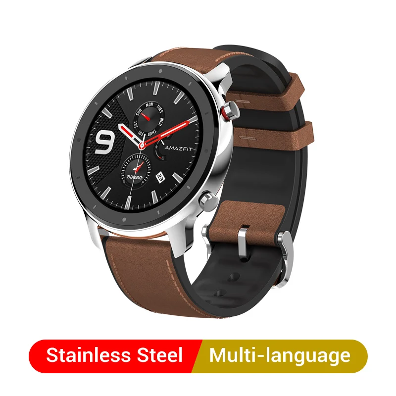 Xiaomi Amazfit GTR 47 мм 42 мм Смарт часы Huami 5ATM водонепроницаемые Смарт часы 24 дня батарея gps управление музыкой для Android IOS - Color: Stainless Steel
