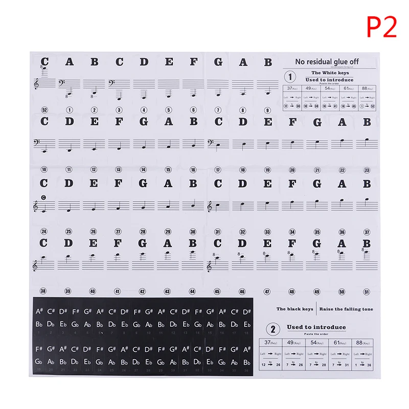 Pro Transparent Piano Electronic Keyboard Key Piano Stave Keyboard Sticker Note Sticker for beginners high quality
