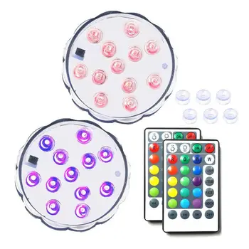 

Upgraded 2x12-LED 3.9inch Submersible Led Lights, RGB Waterproof Battery Powered Lights with Timer Remote Controller for Aquariu