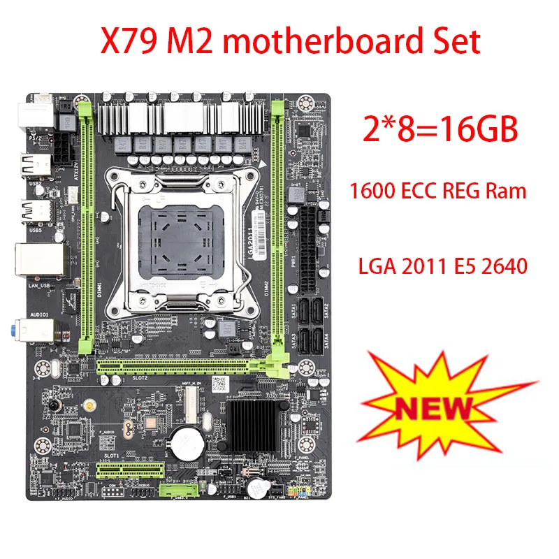 

JINGSHA M2 X79 LGA 2011 motherboard set Xeon E5 2640 1600MHz DDR3 ECC REG memory M-ATX USB2.0 SATA3 2x8GB=16GB