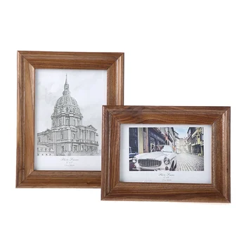

6/7Inch Walnut Pictures Frames Resin Desk Table Decor Photo Frame Square Design Freestanding Wedding Family Photo Frames