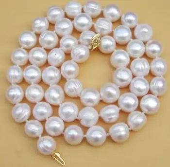 

natural 18" AAA 10-11 MM SOUTH SEA NATURAL White PEARL NECKLACE 14K GOLD CLASP