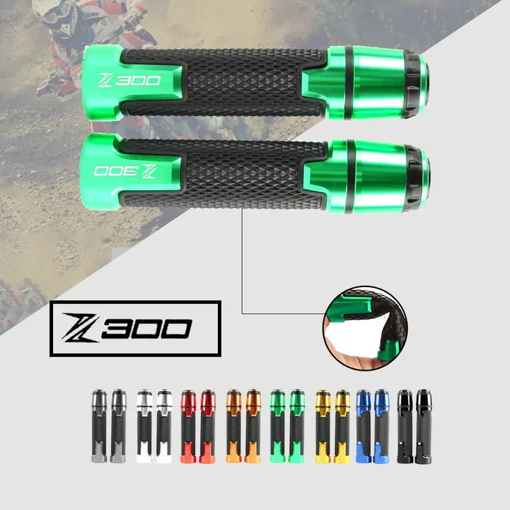 7/8'' Motorcycle Accessories Aluminum CNC Rubber Gel Handlebar End Plug Hand Grips Handle Bar For KAWASAKI NINJA 300 EX-300 Z300
