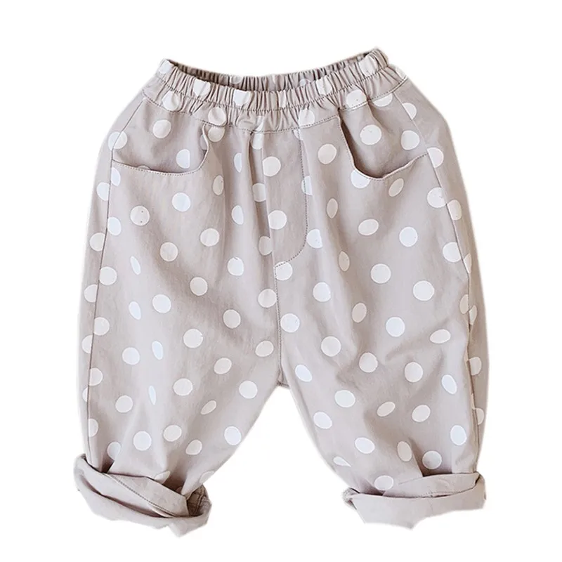 C New Autumn Baby Boy Girl Dot Print Cotton Long Pants Trousers Toddler Casual Bottoms Clothing 1-8T Lovely Toddler Girl Pants - Color: C