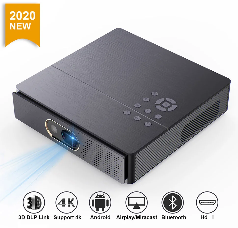 Портативный мини проектор WZATCO S5 DLP 3D 4K 5G WIFI Smart Android для домашнего кинотеатра