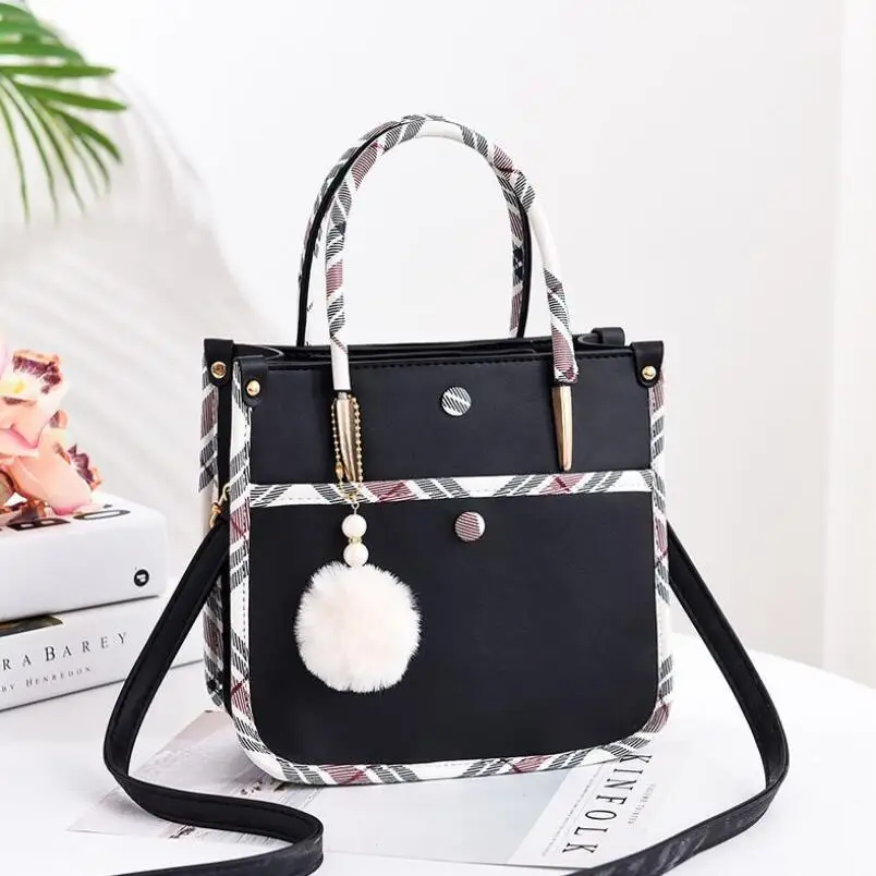 

New Fashion Women Hairball Ornaments Totes Solid High Quality Handbag Party Bag Ladies Messenger Crossbody Shoulder Bag