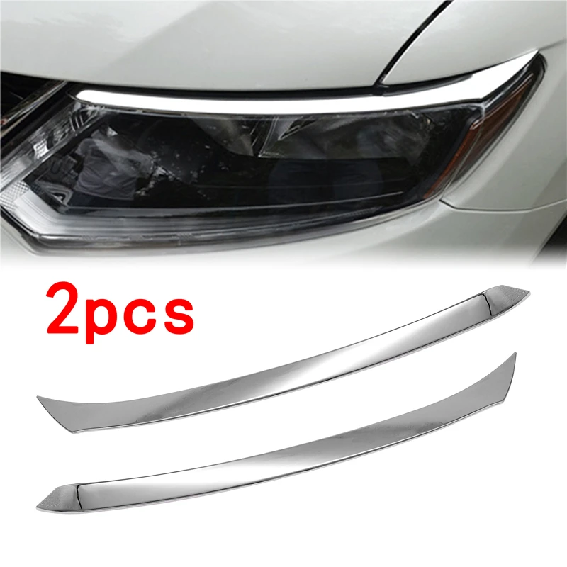 2 Pcs Car Front Headlight Eyebrow Cover Trim ABS Chrome Silver Sticker Accessories for Nissan XTrail X-Trail T32 2014 2015 2016 |