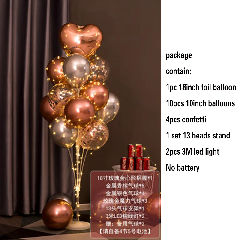 thumbnail image 1 of Kit de soporte para globos de mesa de 1,3 m con cadena de luces, centro de mesa con globos para decoraciones de cumpleaños, baby shower, fiestas de Navidad, 1 of 5