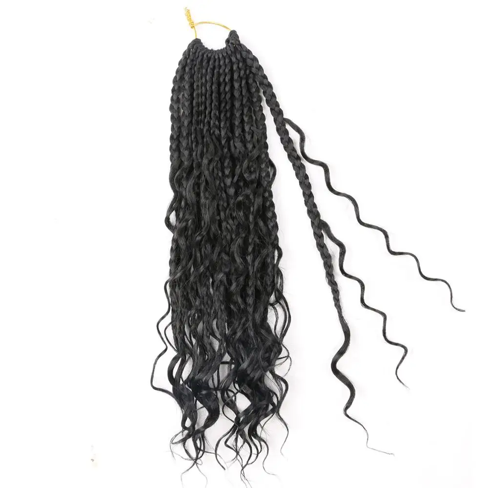 Box Braids Crochet Hair With Curly Ends Goddess Box Braids Crochet 3X Bohemian Braiding Hair for Black Women