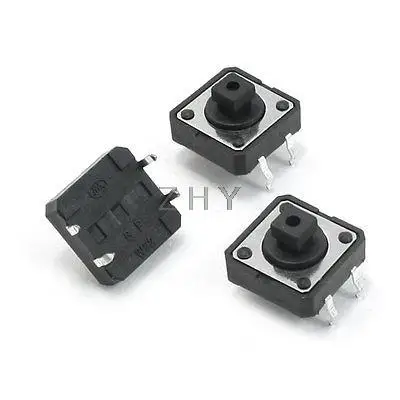 

DC12V 0.2A 11x12x12mm Panel PCB Mount Momentary 4 Terminal Tact Switch 3 Pcs