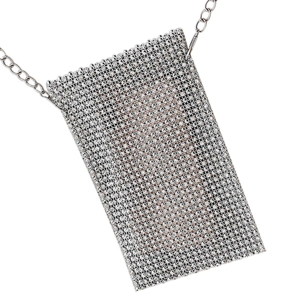 

Metal Chain Container Single Shoulder Diagonal Dating Mini Rhinestone Fashion Coin Keys Crossbody Pouch Beaded Cellphone Bag