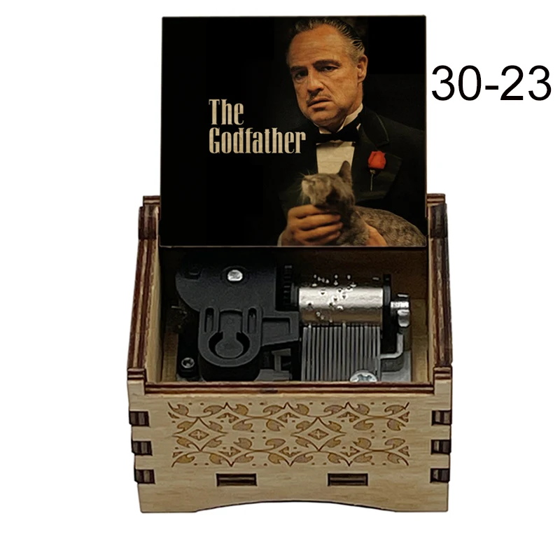 Color Print Wooden The Godfather Speak Softly Love Music Box  For Christmas Birthday Valentine's day Gift Family Decorations 5