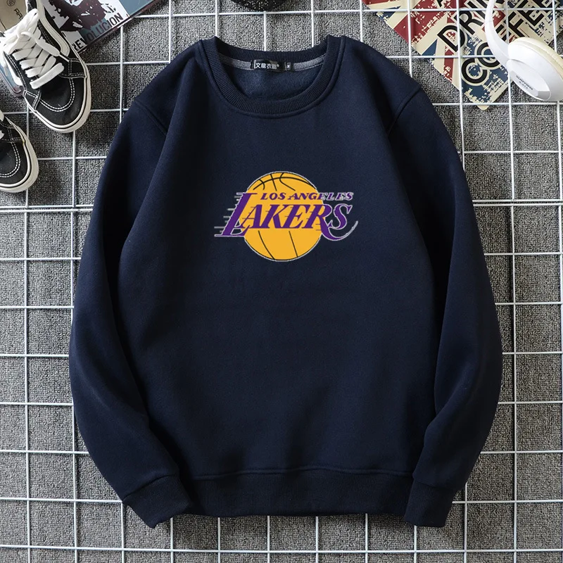 Basketball Sweater Men's Round Neck Non Hoodie Winter Fleece Lined Warm