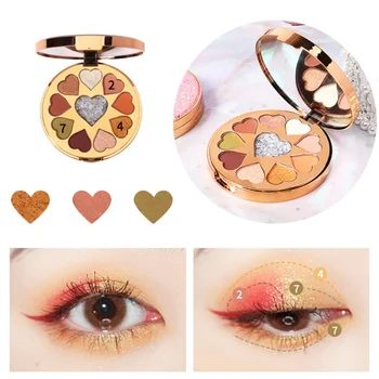 

10-color Heart Shape Sequin Eyeshadow Palette Waterproof Smudge-proof Shimmer Eye Shadow