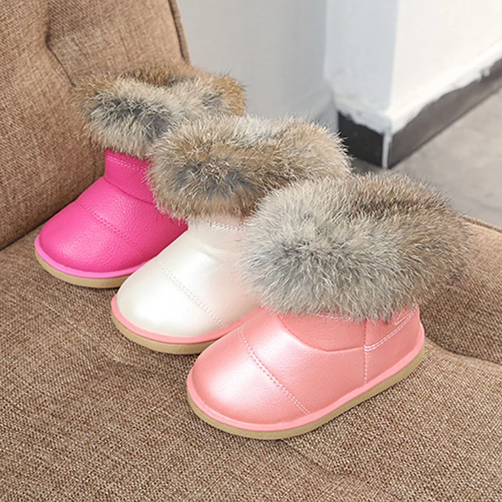 Kids Baby Shoes Infant Boys Girls Child PU Leather Winter Bootie Warm Snow Shoes Hard Rubber Sole Boots Baby Schoentjes Meisje