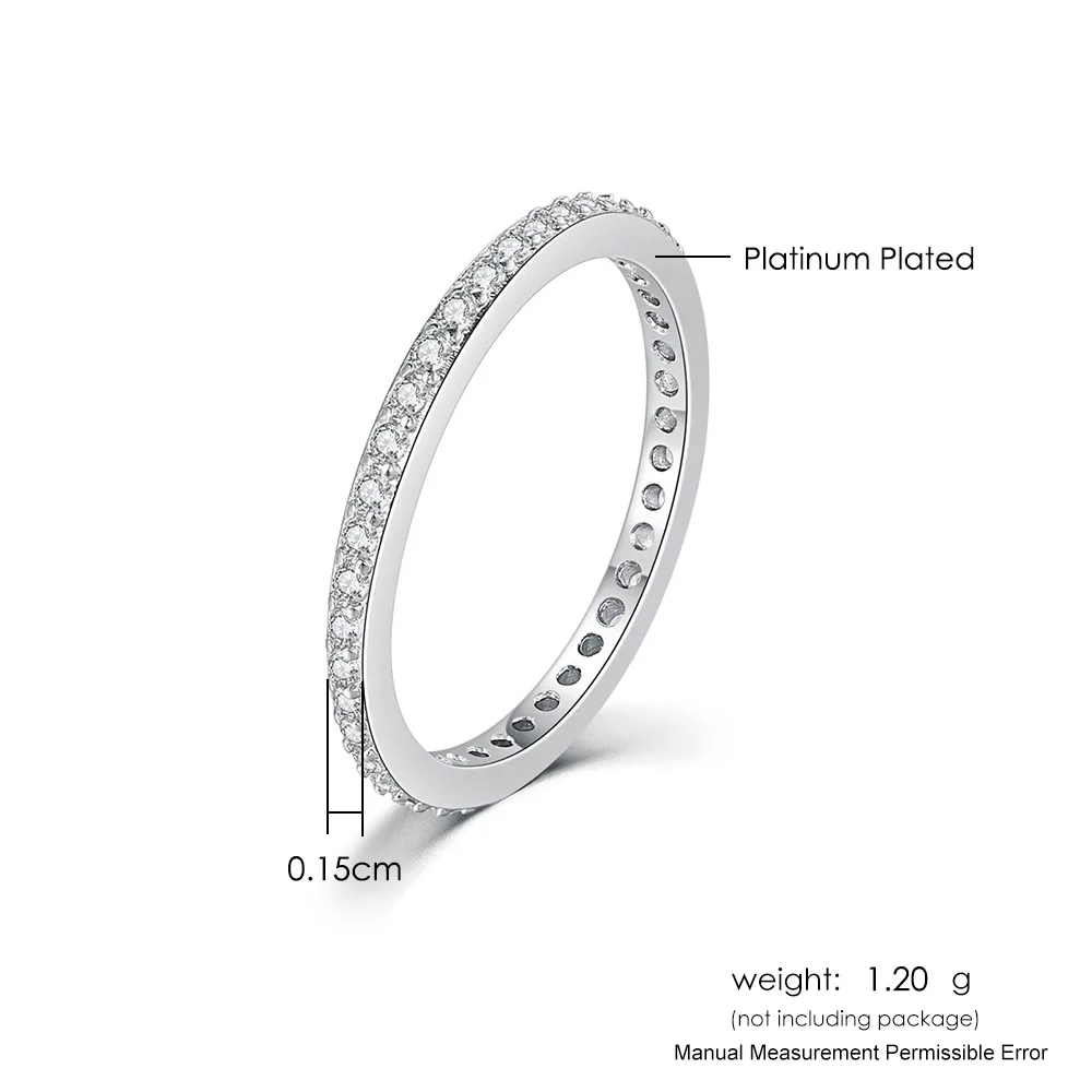 Zarte Dünne Mikroskop Runde Finger Zierliche Ringe Für Frauen Versprechen Engagement frauen Ring Silber Farbe Zirkon Schmuck R638 – Detail 1
