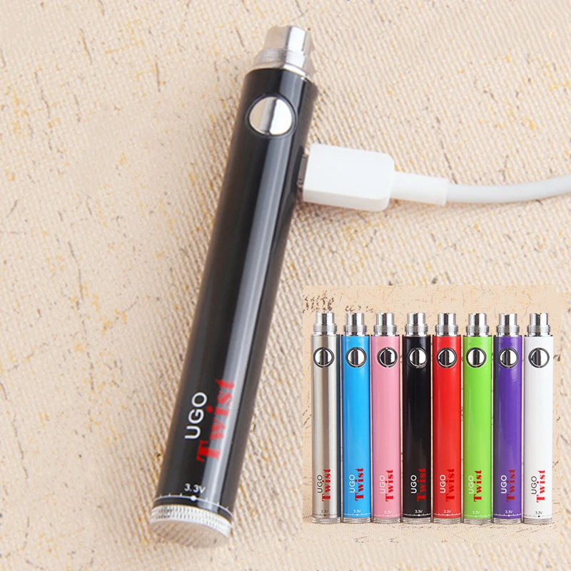 

5Pcs/lot UGO Twist battery electronic cigarette side charge evod twist 3.3-4.8 Variable Voltage 650/900mah batteries vape pen