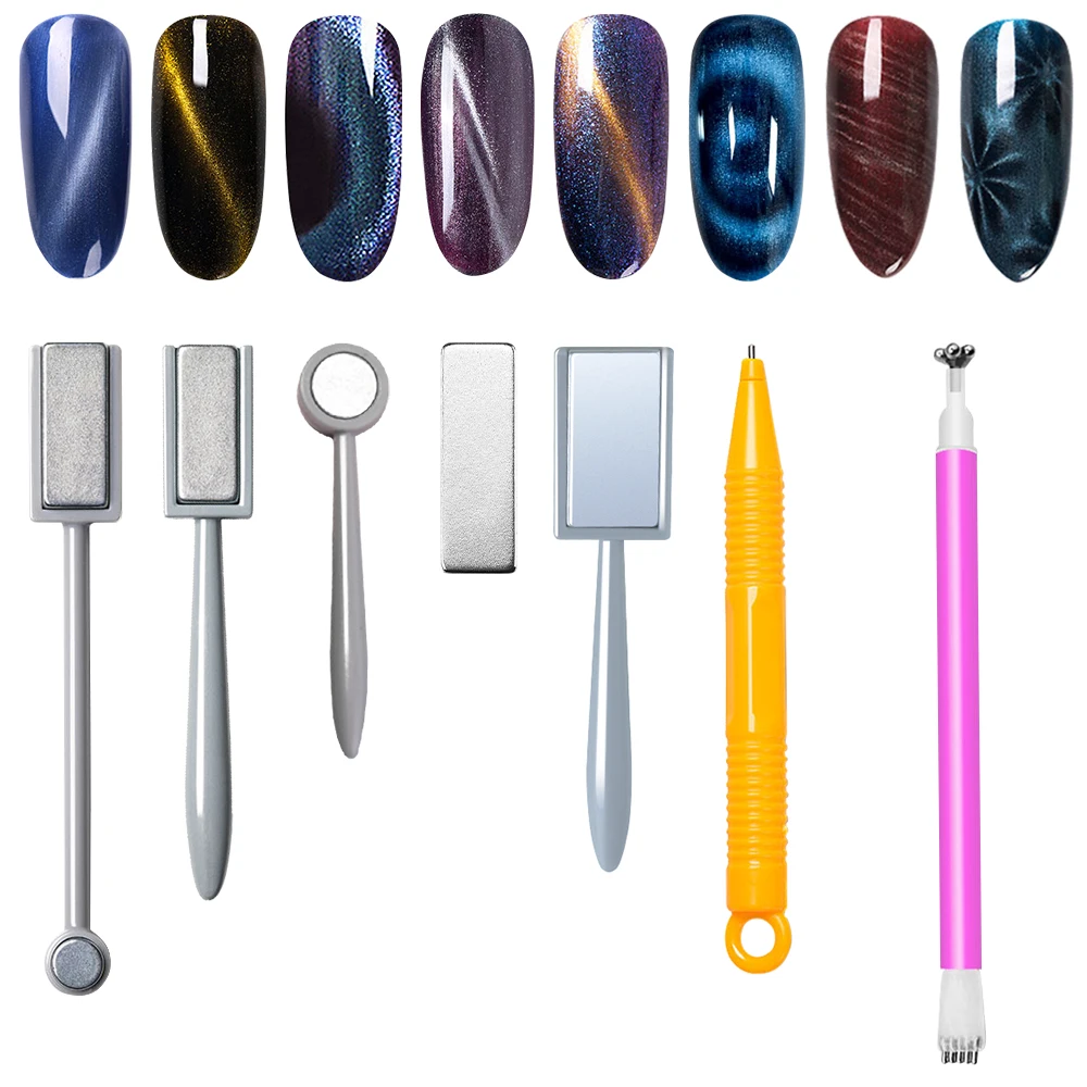 Ojo de Gato herramientas de magneto cabeza doble única Gel de ojo de gato imán línea curva de 3D diseños para Gel polaco decoración artística de uñas