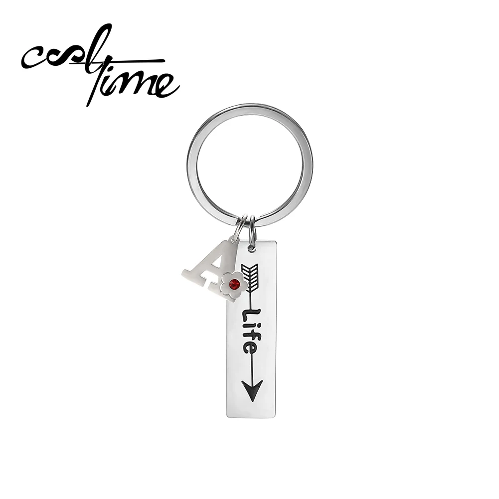 COOLTIME Нержавеющая сталь 26 букв красные стразы квадратная цепочка для ключей