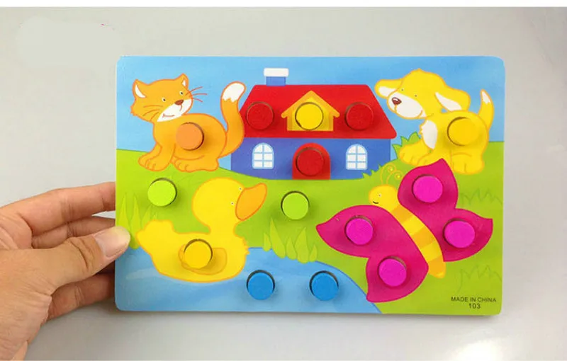Цветная познавательная доска Монтессори, развивающие игрушки для детей, деревянная игрушка, пазл для детей раннего обучения, цветная игра для матча - Цвет: Animal