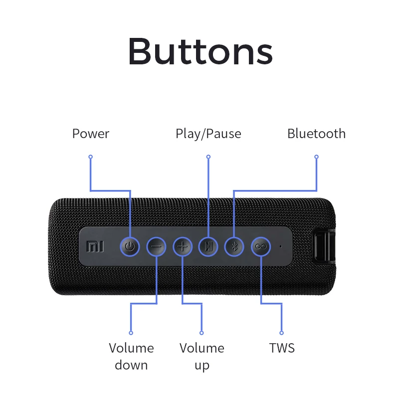 Xiaomi Mi Portable Bluetooth Speaker Outdoor 16W TWS Connection High Quality Sound IPX7 Waterproof 13 hours playtime Mi Speaker Xiaomi Mi Portable Bluetooth Speaker Outdoor 16W TWS Connection High Quality Sound IPX7 Waterproof 13 hours playtime Mi Speaker