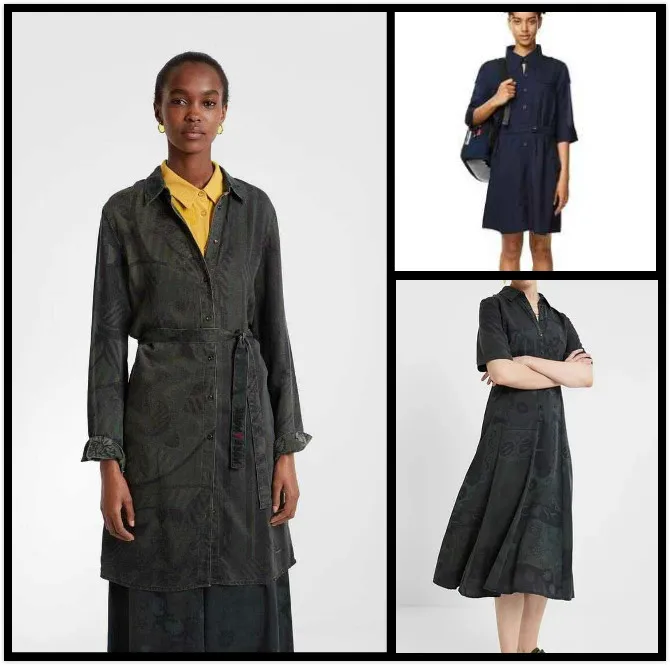 

2019 Spanish Deg retro sand washed Lapel dress