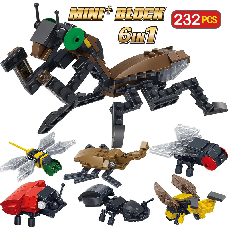 

LOZ Mini Insect World Animal Mantis Dragonfly Ant Housefly Building Block 6 IN 1 DIY Bricks Education Toys for Children Gifts