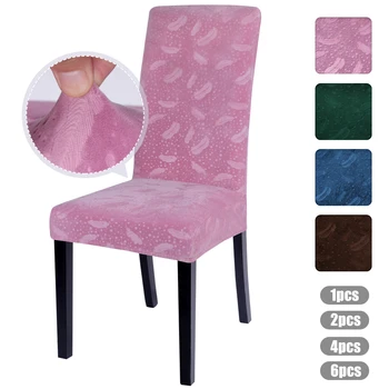 

HotFeather Dining Room Chair Cover Flannel Embossed Chair Cover Elastic Washable Stretch Seat Cover Protector