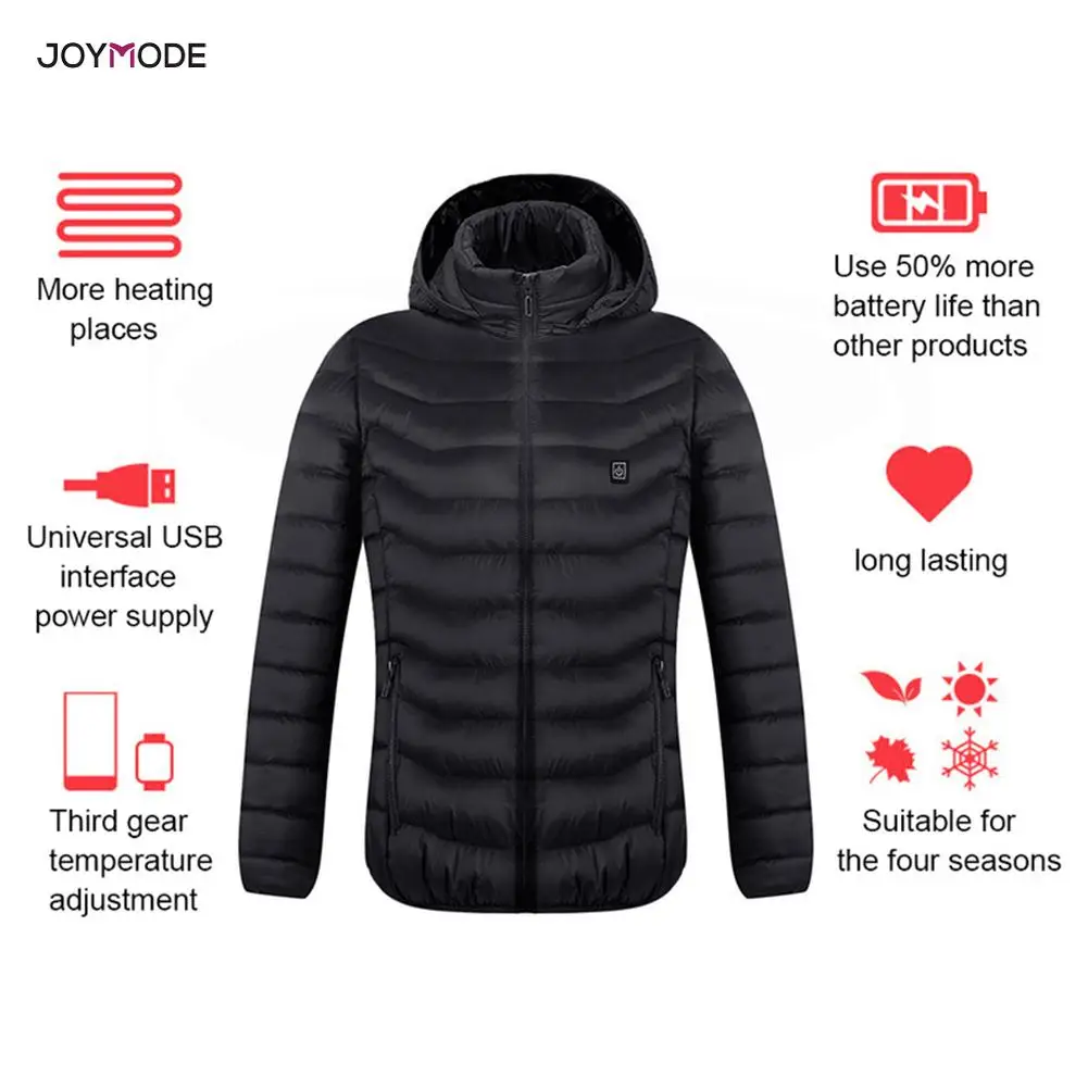 JOYMODE для мужчин и женщин с подогревом куртки жилет вниз хлопок открытый пальто USB Электрический нагрев капюшоном зимние тепловые теплые жакеты