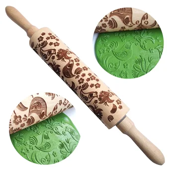 

Christmas Embossed Rolling Pin Biscuits Gift for Mom and Grandmother High Quality Eucalyptus Air-dried Wood