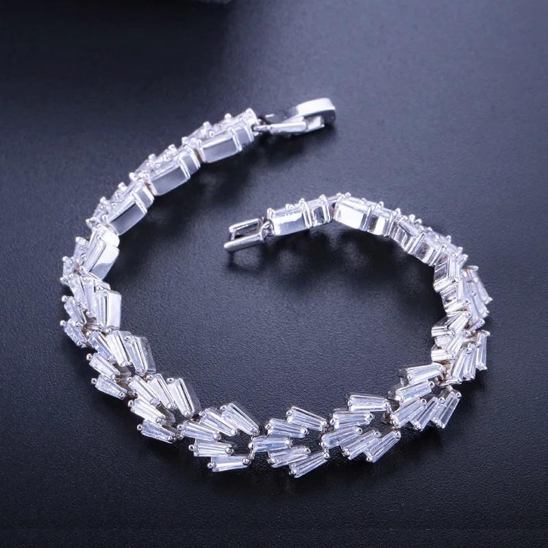 White Wong Rain Bohemain, 925 пробы, серебряный, аметист, морганит, рубин, драгоценный камень, браслет, очаровательный, свадебный браслет, хорошее ювелирное изделие - Цвет камня: White