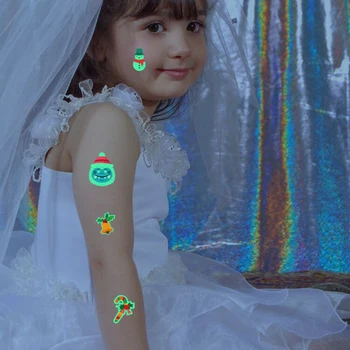 

10 pcs Waterproof Luminous Christmas Temporary Tattoos Stickers Christmas Party Decorations for Kids UY8