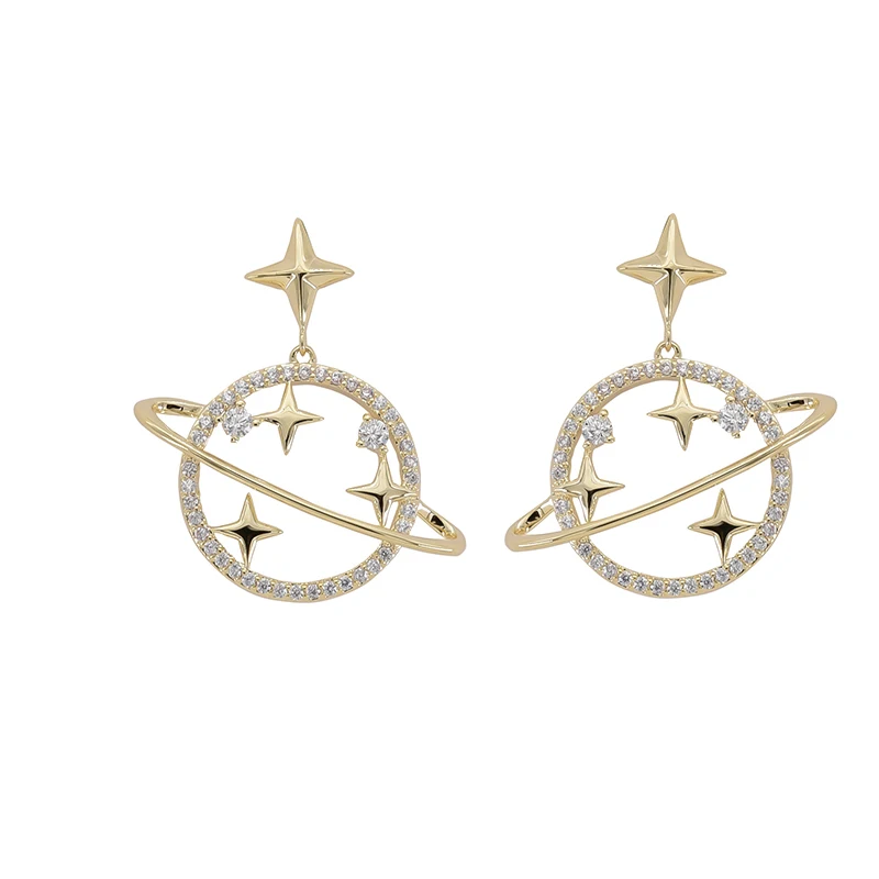 Дизайн серьги-капельки для женщин модные кубические циркония звезда серьги «Планета» Подарки для девочек